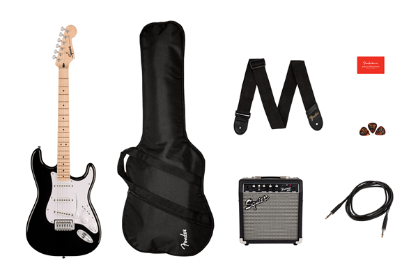 Squier Sonic™ Stratocaster® Pack, Maple Fingerboard, Black, Gig Bag, 10G - 120V