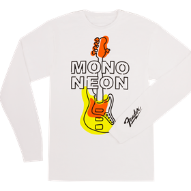 Fender® Mono Neon Geo Bass Long Sleeve T-shirt White, M