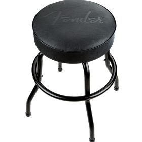 Fender® Embossed Black Logo Barstool, Black/Black, 24"