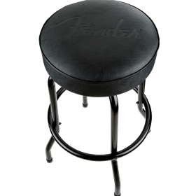 Fender® Embossed Black Logo Barstool, Black/Black, 30"