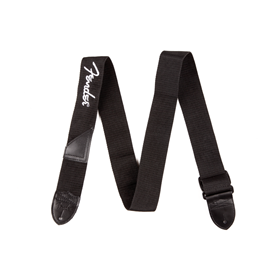 Fender® Logo Strap, Black/White Logo, 2"