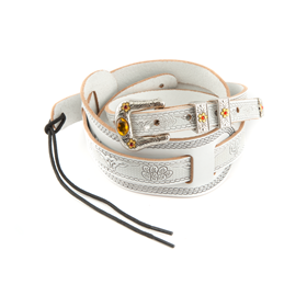 Gretsch® Vintage Tooled Leather Guitar Strap, White