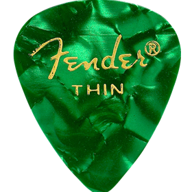 Premium Celluloid 351 Shape Picks, Thin, Green Moto, 144-Pack