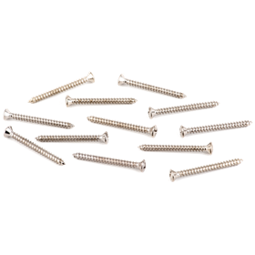 Neck Plate Mounting Screws - American Standard/Deluxe Guitars, Sheet Metal (8 X 1-3/4"), Chrome (12)