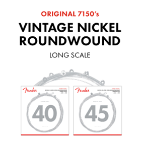 Original 7150 Bass Strings, Pure Nickel, Roundwound, Long Scale, 7150ML .045-.100 Gauges, (4)