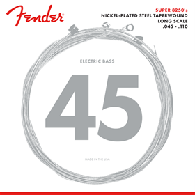 8250 Bass Strings, Nickel Plated Steel Taperwound, Long Scale, 8250M .045-.110 Gauges, (4)