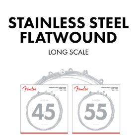 Stainless 9050's Bass Strings, Stainless Steel Flatwound, 9050L .045-.100 Gauges, (4)