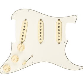 Pre-Wired Strat Pickguard, Custom Shop Fat 50's SSS, Parchment 11 Hole PG