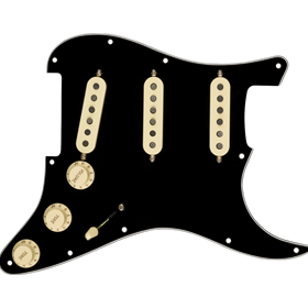 Pre-Wired Strat Pickguard, Custom Shop Texas Special SSS, Black 11 Hole PG