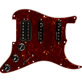 Pre-Wired Strat Pickguard, Shawbucker Bridge/Gen 4 Noiseless Neck/Middle HSS, Tortoise Shell 11 Hole