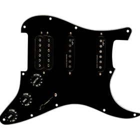Pre-Wired Strat Pickguard, Shawbucker Bridge/Gen 4 Noiseless Neck/Middle HSS, Black 11 Hole PG