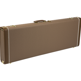 G&G Deluxe Strat®/Tele® Hardshell Case, Brown with Gold Plush Interior
