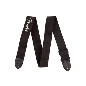 Fender® Logo Strap, Black/Gray Logo, 2"