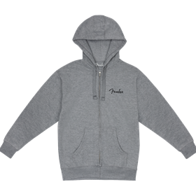 Fender® Spaghetti Small Logo Zip Front Hoodie, Athletic Gray, L