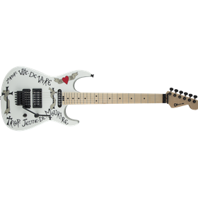 Warren DeMartini USA Signature Frenchie, Maple Fingerboard, Snow White with Frenchie Graphic