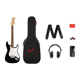 Affinity Series® Stratocaster® Mustang™ Micro Pack, Laurel Fingerboard, Black, Gig Bag, HD9, US, CA,