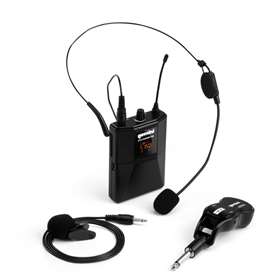 UHF Wireless Headset & Lavalier Microphone System w/ Rechargeable Battery