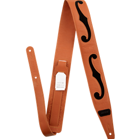 Gretsch® F-Holes Leather Strap, Orange and Black, 3"