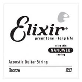 Elixir 80/20 Bronze Acoustic Guitar String with Nanoweb Coating - .052