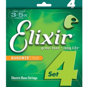 Elixir 14202 5-String Light, Electric Bass Nickel Plated Steel With Nanoweb Coating .045-.130
