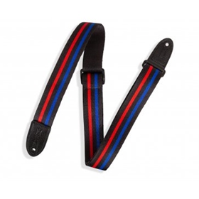 Levy's Junior Guitar Strap, Red & Blue Stripes Pattern, 1.5"