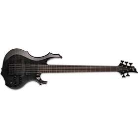 LTD F-1005 Flamed Maple Top Electric Bass, See Thru Black