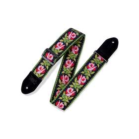 2" Woven Guitar Strap, Roses design