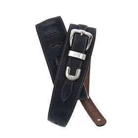 D’Addario 2.5 Leather Belt Buckle Guitar Strap, Black