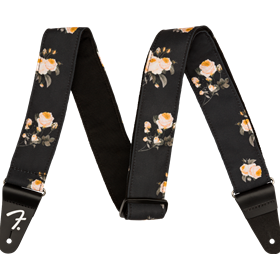 Floral Strap, Black, 2"