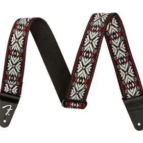 Pasadena Woven Strap, Red Snowflake, 2"