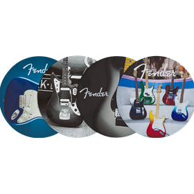 Fender™ Guitars Coasters, 4-Pack, Multi-Color Leather