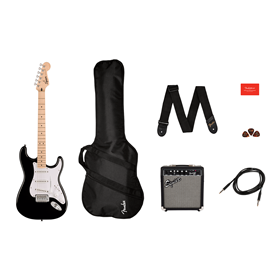 Squier Sonic® Stratocaster® Pack, Maple Fingerboard, Black, Gig Bag, 10G - 120V