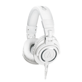 Closed-back dynamic monitor headphones, detachable cables, white