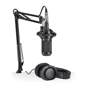 Streaming/Podcasting Pack includes: one AT2035 cardioid condenser microphone, one pair of ATH-M20x h