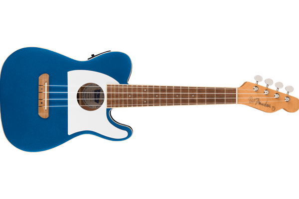 Fullerton Tele® Uke, Walnut Fingerboard, White Pickguard, Lake Placid Blue