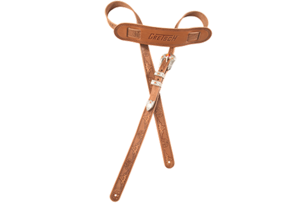 Gretsch® Vintage Tooled Leather Guitar Strap, Russet