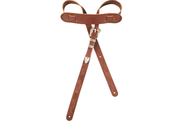 Gretsch® Vintage Tooled Leather Guitar Strap, Walnut