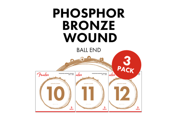 Phosphor Bronze Acoustic Guitar Strings, Ball End, 60XL .010-.048 Gauges, 3-Pack