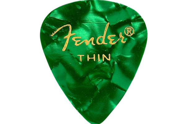 Premium Celluloid 351 Shape Picks, Thin, Green Moto, 144-Pack