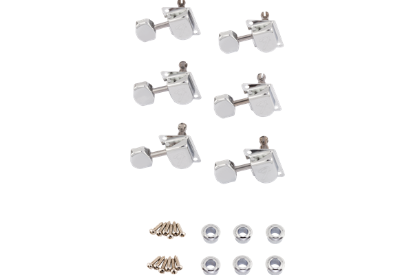 70s "F" Style Stratocaster®/Telecaster® Tuning Machines, Left-Handed Chrome (6)