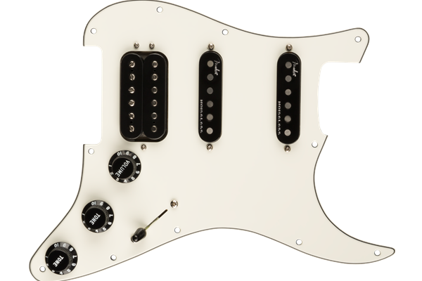 Pre-Wired Strat Pickguard, Shawbucker Bridge/Gen 4 Noiseless Neck/Middle HSS, Parchment 11 Hole PG