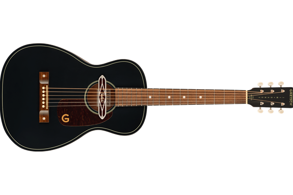 Deltoluxe Parlor, Walnut Fingerboard, Tortoiseshell Pickguard, Black Top