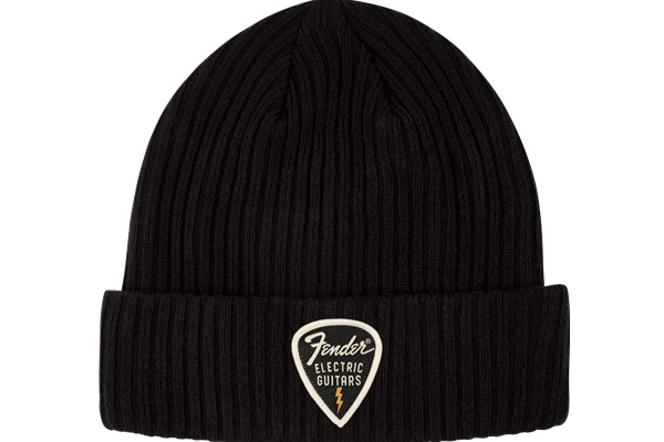 Fender® Pick Patch Ribbed Beanie, Black