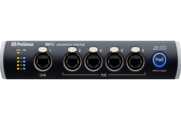 PreSonus® SW5E Network Switch and Bridge, Black, 230-240V EU