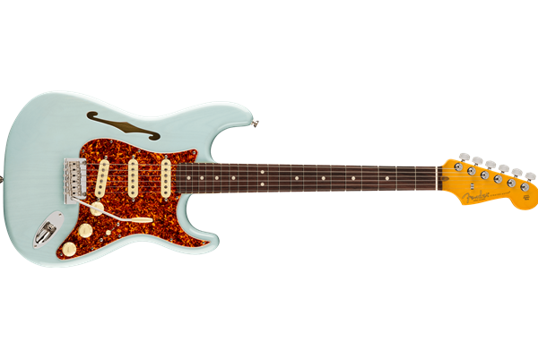 American Professional II Stratocaster® Thinline, Rosewood Fingerboard, Transparent Daphne Blue