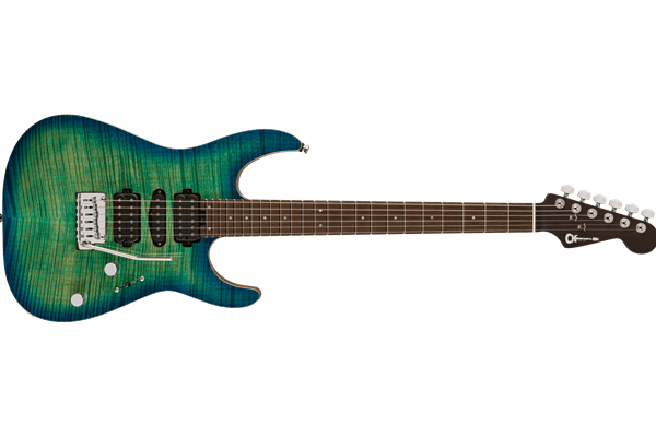 MJ DK24 HSH 2PT W Mahogany with Flame Maple, Wenge Fingerboard, Caribbean Burst