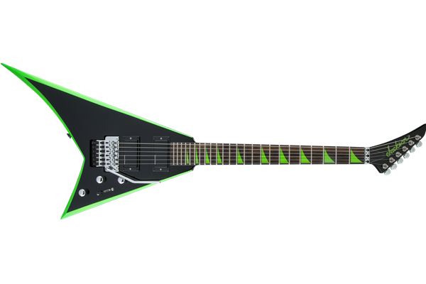 X Series Rhoads RRX24, Laurel Fingerboard, Black with Neon Green Bevels