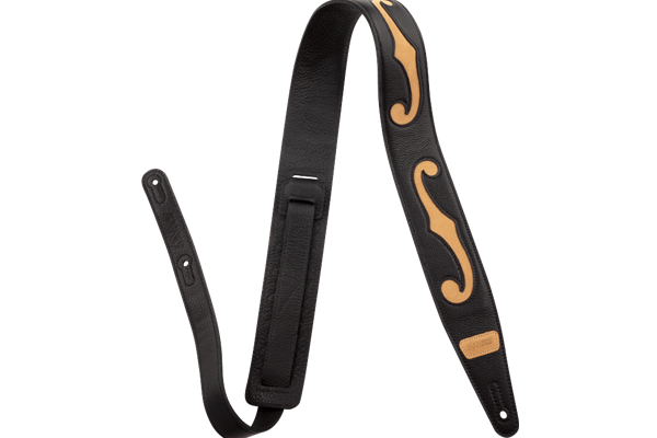 Gretsch® F-Holes Leather Strap, Black and Tan, 3"