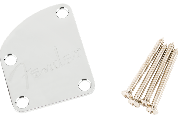 4-Bolt Deluxe Series Contoured Neck Plate w/Logo, (Chrome)
