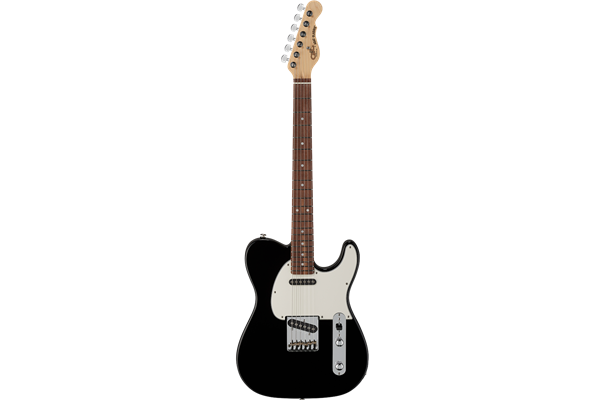 G&L Fullterton Deluxe ASAT Classic Jet Black with Caribbean Rosewood Fingerboard, 3-ply Parchment Pi